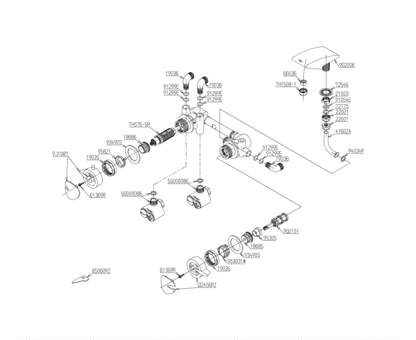 TOTO TH576-5R サーモユニット（TBW41.TBH43型用） 分解図情報 | TOTO